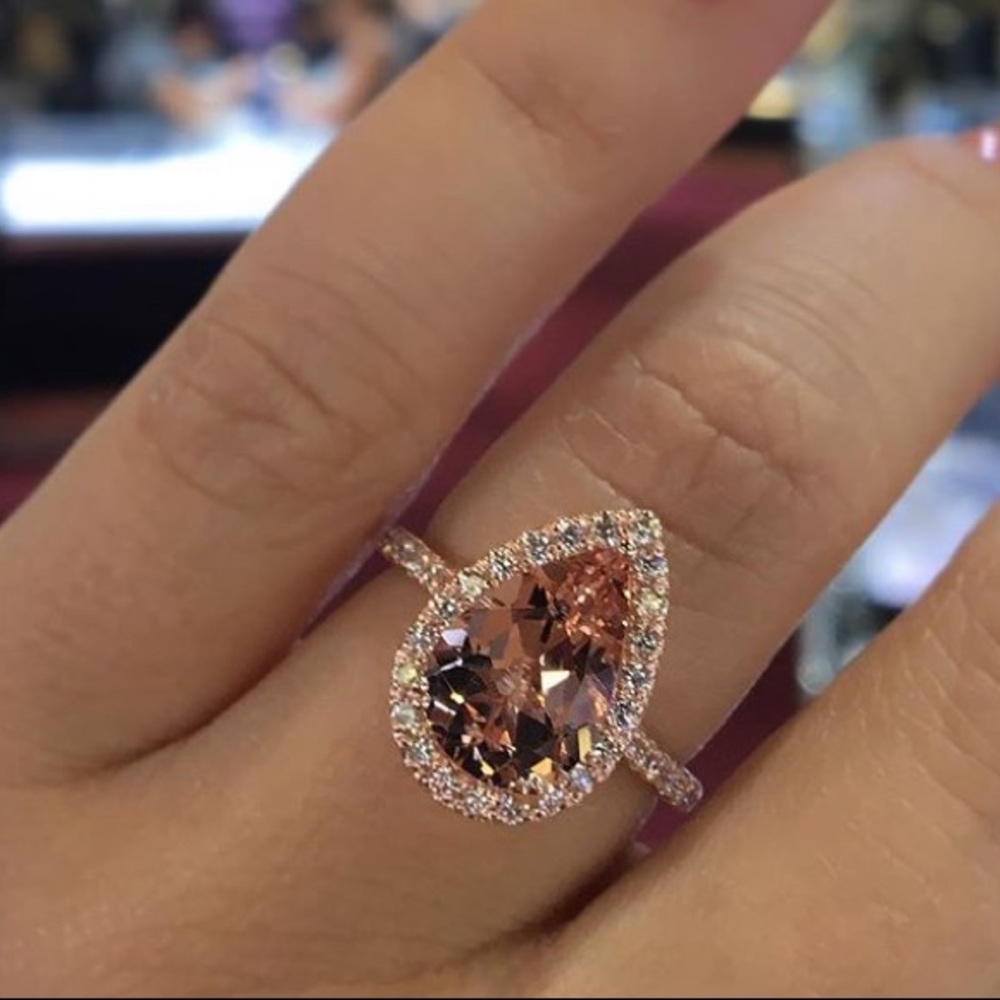 New rose gold teardrop morganite ring - Picture 1 of 3